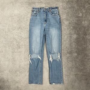 Abercrombie Curve Love Ankle Straight Ultra High Rise Jeans Light Wash 25 0L